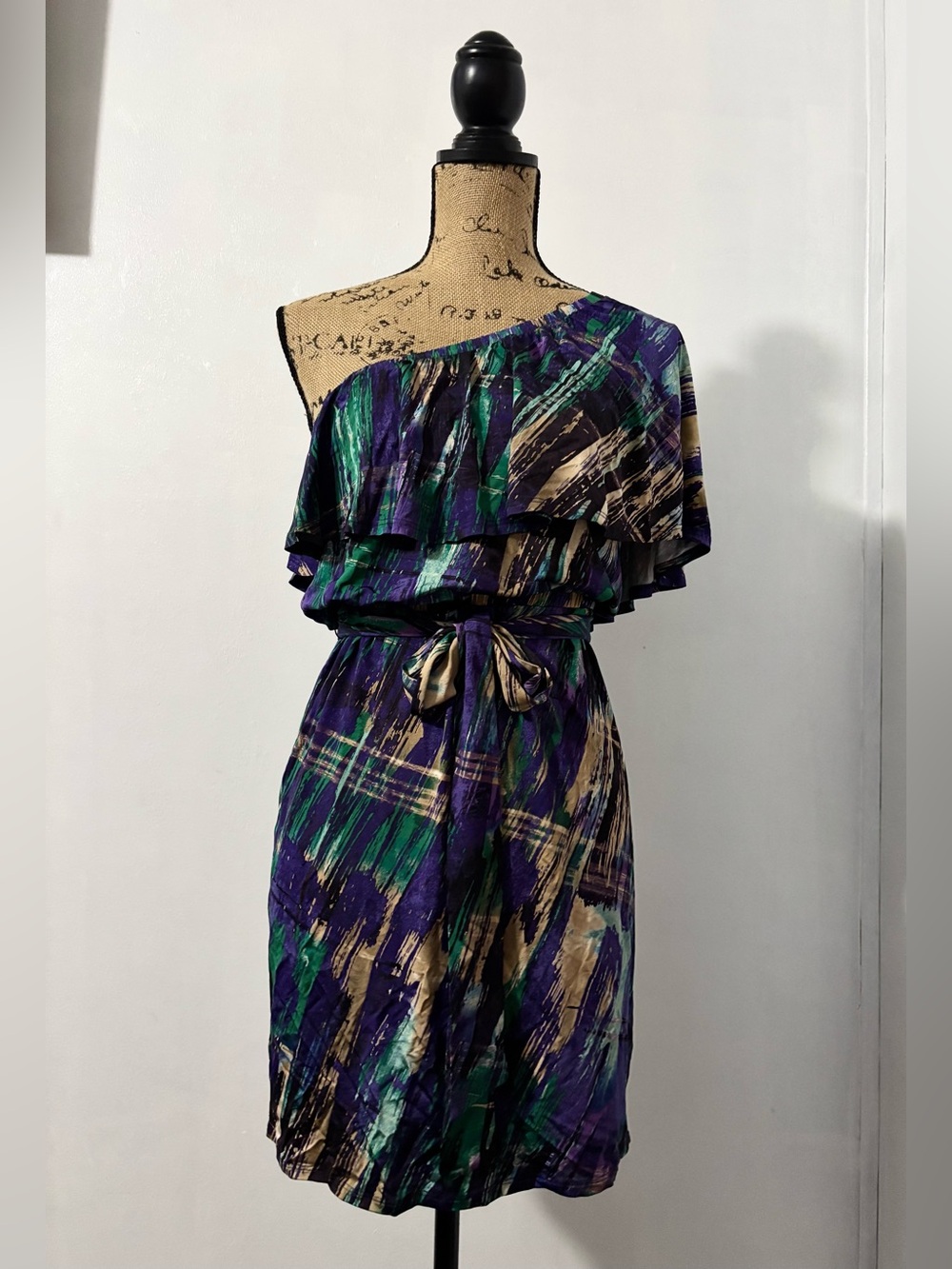 LAUNDRY by Shelli Segal One Shoulder Ruffle Dress Size 6